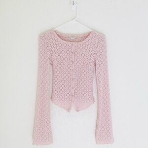 Kimchi Blue Button Front Cardigan in Blush Pink